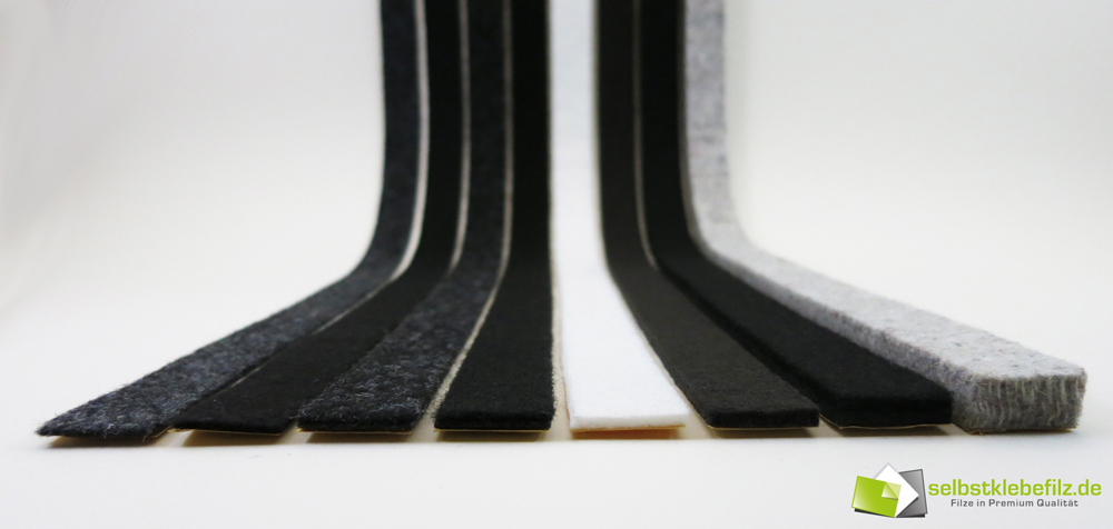 Filzband schwarz Filzstreifen 25mm breit 6mm dick ab 1m stark selbstklebend